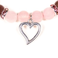 Rosenquarz-Erdbeerquarz Armband mit Herz