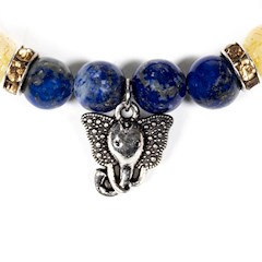 Lapislazuli-Rutilquarz Armband mit Ganesha