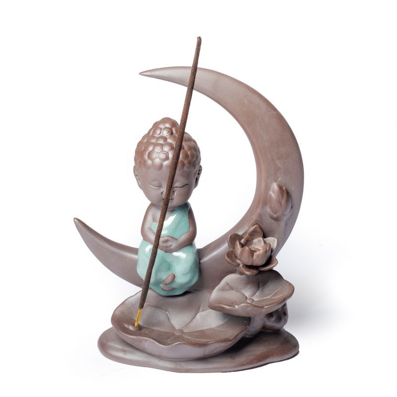 Kleiner Buddha mit Mond – Backflow Kegelhalter